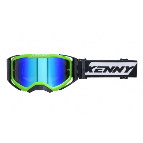 KENNY RACING GOGLE PERFORMANCE EVO 2 NEON GREEN MIRROR LENS-LUSTRO KOLOR ZIEOLNY FLUO/ BIAŁY/CZARNY