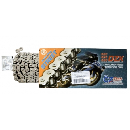 CZ ŁAŃCUCH NAPĘDOWY 520 DZX (104 OGNIW) ACTIVE RING (X-RING) CHROM DO 900 CCM (STREET) (37,8 KN) + ZAKUWKA DRĄŻONA
