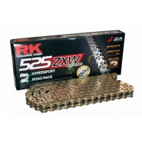 RK ŁAŃCUCH NAPĘDOWY GB525ZXW-128 (XW-RING) ZAKUWKA (CLF) W ZESTAWIE KOLOR ZŁOTY (POJEMNOŚĆ: DO 1300 CCM) (46,4 KN)