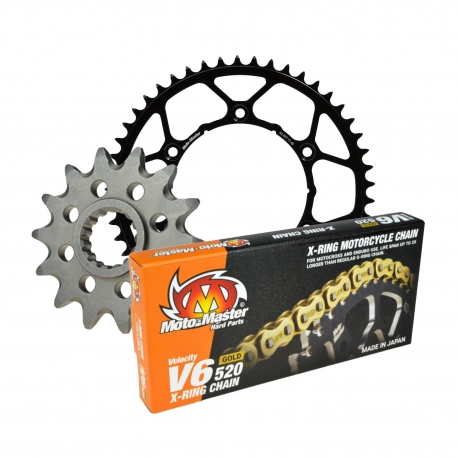 MOTO-MASTER ZESTAW NAPĘDOWY KOMPLETNY KTM/HUSQVARNA/GASGAS 13/50/120 ŁAŃCUCH V6-520G X-RING GOLD - ZŁOTY (MADE IN JAPAN) (M61012