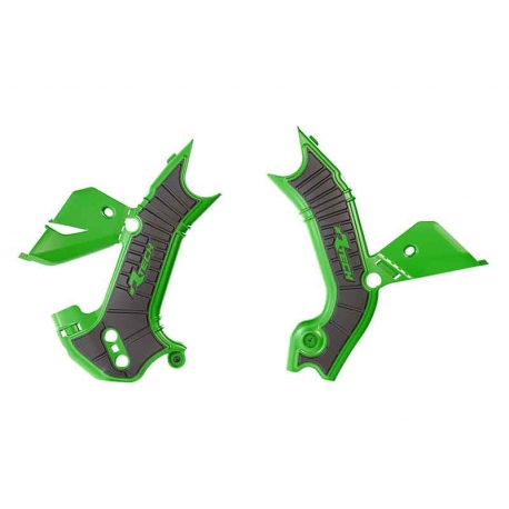 RACETECH (RTECH) OSŁONY RAMY KAWASAKI KXF 450 '24-'25, KXF 250 '25 KOLOR CZARNY / ZIELONY