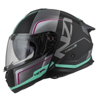 KASK MOTOCYKLOWY NZI COMBI 3 DUO ORBE BLACK ANTRACITE BEIGE TURQUOISE MATT