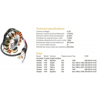 DZE UZWOJENIE ALTERNATORA STATOR YAMAHA YFM 350 BIG BEAR '95-'98, WARRIOR '96-'01 KODIAK 400 '93-'98 (ESG434) (3HN-8510-10-00 