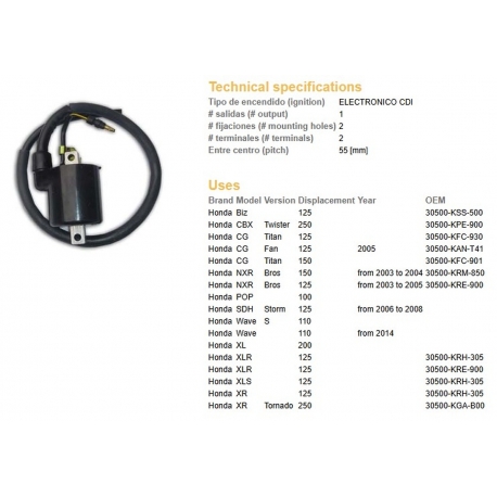 DZE CEWKA ZAPŁONOWA HONDA XLR 125 XL 125/200 XR 125 CG 125 (30500-KRE-900)