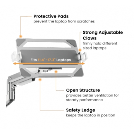 BIKETEC UCHWYT NA LAPTOP (11.6-17.3'') POD RAMIE NA MONITOR DO STOŁÓW WARSZTATOWYCH CZARNY 1089 X 326 X 574 MM