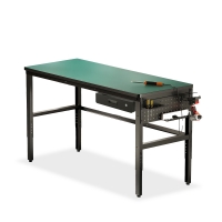 BIKETEC ZESTAW STÓŁ WARSZTATOWY BLAT GRUBOŚĆ 25MM 1500MM X 600MM REGULACJA WYSOKOŚCI 845~945mm I SZUFLADA METALOWA Z ZAMKIEM I M