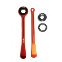 ACCEL KOMPLET ŁYŻEK DO OPON (23+24CM) ALU7075 KUTE Z KLUCZAMI 10,13,17,22,27,32 MM KOLOR POMARAŃCZOWY (ŁYŻKA DO OPON)