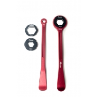 ACCEL KOMPLET ŁYŻEK DO OPON (23+24CM) ALU7075 KUTE Z KLUCZAMI 10,13,17,22,27,32 MM KOLOR CZERWONY (ŁYŻKA DO OPON)