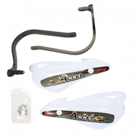 ACCEL OSŁONY RĄK (HANDBARY) Z MOCOWANIEM ALUMINIOWYM ATV (22+28MM) (ALU-CZARNY, PLASTIK-BIAŁY)