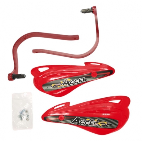ACCEL OSŁONY RĄK (HANDBARY) Z MOCOWANIEM ALUMINIOWYM ATV (22+28MM) (ALU-CZERWONY, PLASTIK-CZERWONY)