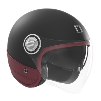 NOX PREMIUM KASK OTWARTY JET HERITAGE LEATHER KOLOR CZARNY MAT/CZERWONY ROZMIAR S