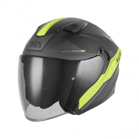 NOX KASK OTWARTY JET Z BLENDĄ N130 EKTO KOLOR ŻÓŁTY FLUO/CZARNY MAT ROZMIAR XL