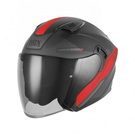 NOX KASK OTWARTY JET Z BLENDĄ N130 EKTO KOLOR CZERWONY/CZARNY MAT ROZMIAR S