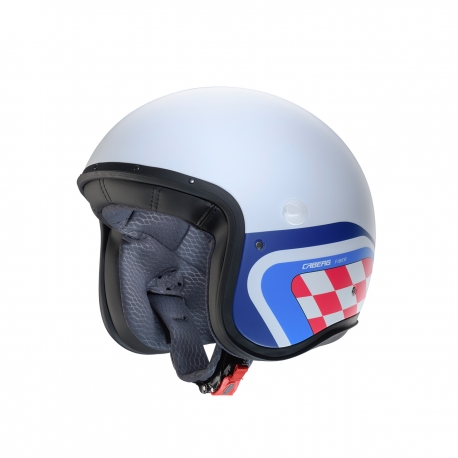 CABERG KASK OTWARTY JET MODEL FREERIDE X DAYTONA KOLOR BIAŁY/NIEBIESKI/CZERWONY MAT ROZMIAR L (WIZJER Z ZESTAWIE)