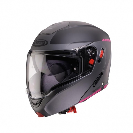 CABERG KASK SZCZĘKOWY FLIP-UP MODEL HORUS X RAY CZARNY MAT/SZARY/FUKSJA (INTENSYWNY ODCIEŃ RÓŻOWEGO) ROZMIAR XS