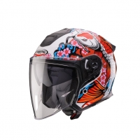CABERG KASK OTWARTY JET OTWARTY FLYON II KOI BIAŁY/CZERWONY/POMARAŃCZOWY/NIEBIESKI ROZMIAR XS