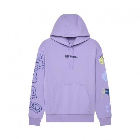 BLUZA Z KAPTUREM DAMSKA FOX HELLO FUTURE FLEECE PO LILAC M