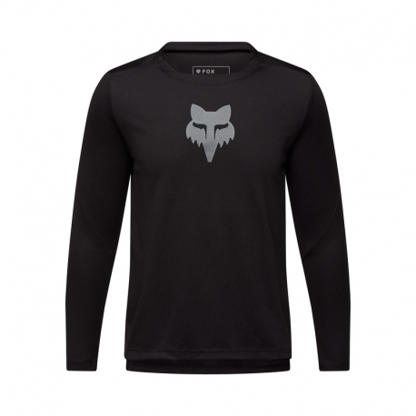 KOSZULKA ROWEROWA Z DŁUGIM RĘKAWEM JUNIOR FOX RANGER HEAD BLACK
