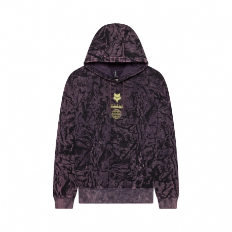 BLUZA Z KAPTUREM FOX IMAGE PRINT OVERSIZED FLEECE PO PLUM PERFECT