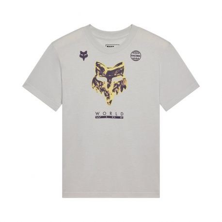 T-SHIRT DAMSKI FOX IMAGE PRINT LIGHT GREY
