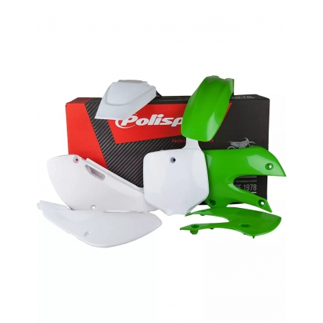 POLISPORT KOMPLET PLASTIKÓW KAWASAKI KX 65 '00-'25 W ZESTAWIE TABLICA PRZEDNIA (8661500010) KOLOR ZIELONO BIAŁY