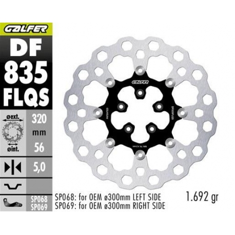 GALFER TARCZA HAMULCOWA PRZÓD HARLEY-DAVIDSON (320X56X5) PŁYWAJĄCA (CUBIQ) (OVERSIZE) (WYMAGA SP068 SP69)