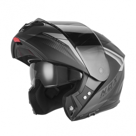 NOX KASK SZCZĘKOWY (FLIP-UP) Z BLENDĄ N968 SHIFT KOLOR CZARNY/SREBRNY MAT ROZMIAR XXL