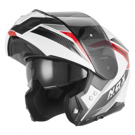 NOX KASK SZCZĘKOWY (FLIP-UP) Z BLENDĄ N968 SHIFT KOLOR CZARNY/CZERWONY/BIAŁY ROZMIAR XL