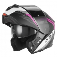 NOX KASK SZCZĘKOWY (FLIP-UP) Z BLENDĄ N968 SHIFT KOLOR CZARNY MAT/RÓŻOWY ROZMIAR M