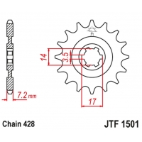 JT ZĘBATKA PRZEDNIA 2054 12 KAWASAKI KLT/KLF 110 '84-88', KLX 140 '08-20' (205412JT) (ŁAŃC. 428)