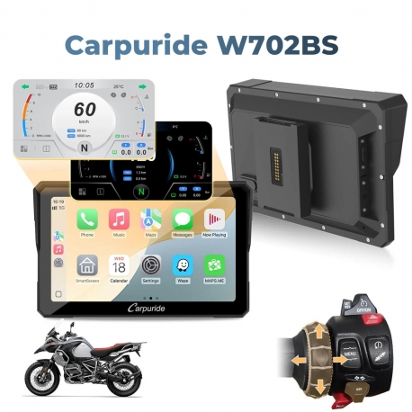 Carpuride W702BS - CarPlay for BMW motorcycles with OEM controller integration