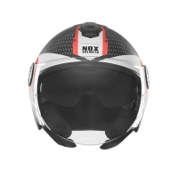 NOX KASK OTWARTY JET Z BLENDĄ N182 ROUND KOLOR CZARNY MAT/CZERWONY ROZMIAR M