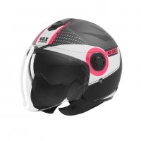 NOX KASK OTWARTY JET Z BLENDĄ N182 ROUND KOLOR CZARNY MAT/RÓŻOWY ROZMIAR XS