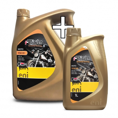 AGIP (ENI) PROMOCJA OLEJ SILNIKOWY I-RIDE MOTO 10W40 PÓŁSYNTETYCZNY 5 L (4 L + 1 L GRATIS) MA2
