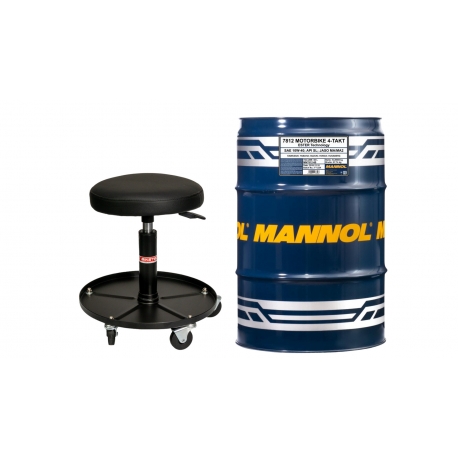 MANNOL OLEJ SILNIKOWY 4T MOTORBIKE 10W40 60L ESTER + MA2 SYNTETYK (7812) (API SN) - BECZKA 60L ZESTAW PROMOCYJNY Z KRZESŁEM WARS