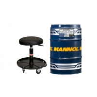 MANNOL OLEJ SILNIKOWY 4T MOTORBIKE HD 20W50 60L V-TWIN MA2 SEMISYNTETYK (7830) - BECZKA 60L ZESTAW PROMOCYJNY Z KRZESŁEM WARSZTA