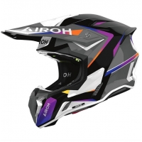 AIROH KASK CROSS / ENDURO / ATV / QUAD TWIST 3 HUSTLE GLOSS KOLOR CZARNY/FIOLETOWY/BIAŁY ROZMIAR M