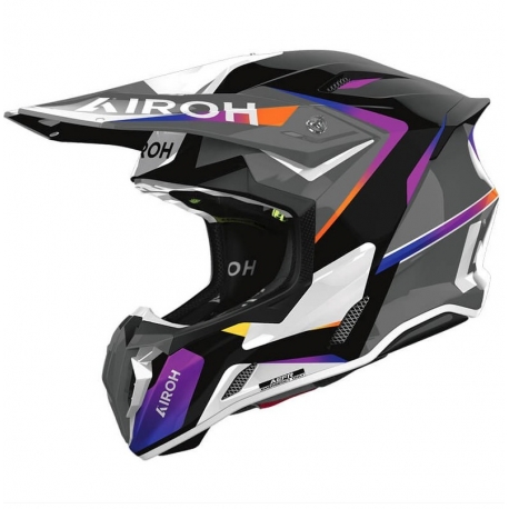 AIROH KASK CROSS / ENDURO / ATV / QUAD TWIST 3 HUSTLE GLOSS KOLOR CZARNY/FIOLETOWY/BIAŁY ROZMIAR M