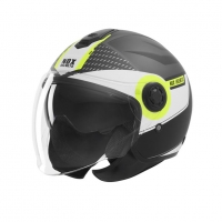 NOX KASK OTWARTY JET Z BLENDĄ N182 ROUND KOLOR CZARNY MAT/ŻÓŁTY FLUO ROZMIAR XL