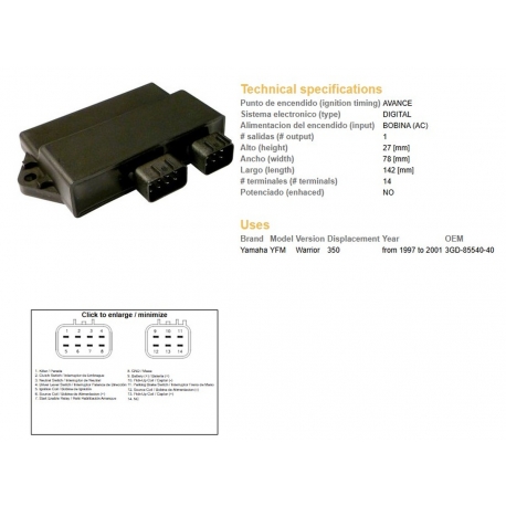 DZE MODUŁ ZAPŁONU CDI YAMAHA YFM 350 WARRIOR '97-'01 (3GD-85540-40)