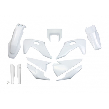 UFO KOMPLET PLASTIKÓW (FULL KIT) Z OSŁONAMI TELESKOPÓW (AMORTYZATORÓW) HUSQVARNA TX / TE 125 / 150 / 250 / 300 '20-'22, FE 250 /