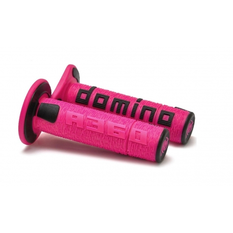 DOMINO MANETKI (GRIPY) OFF ROAD NEW LAMELAR DWUSKŁADNIKOWE KOLOR RÓŻOWY/CZARNY