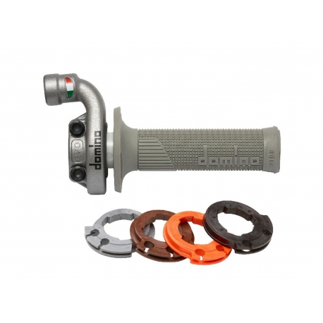 DOMINO NOWOŚĆ ROLGAZ UNIWERSALNY ALUMINIOWY KOMPLETNY KRK EVO Z MANETKAMI D-LOCK (KOMPATYBILNY Z ORYGINALNYMI LINKAMI KTM 4T LUB