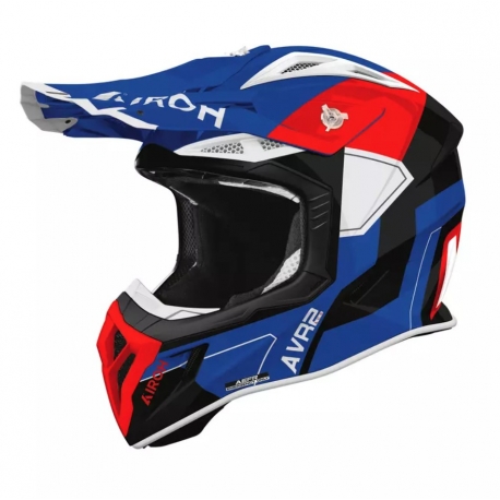 AIROH KASK CROSS / ENDURO / ATV / QUAD AVIATOR ACE 2 SHIELD BLUE RED GLOSS KOLOR CZARNY/NIEBIESKI/CZERWONY ROZMIAR l