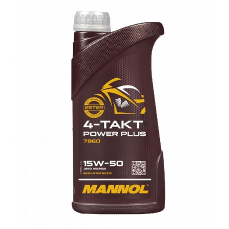 MANNOL OLEJ MOTOCYKLOWY SILNIKOWY 4-TAKT POWER PLUS 15W-50 1L (7860)