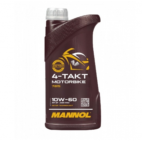 MANNOL OLEJ SILNIKOWY 4T MOTORBIKE 10W60 1L SYNTETYCZNY ESTER TECHNOLOGY (JASO MA/MA2) (7815) (20)