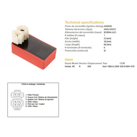 DZE MODUŁ ZAPŁONU CDI HONDA XR 600 R '88-'00 (30410-MN1-670)
