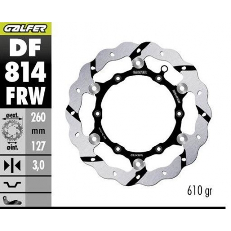 GALFER TARCZA HAMULCOWA PRZÓD BETA RR 250/300/350 '12-, RR 390/400/430/450/450/498 '14-, XTRAINER 250/300 '15- GROOVED (260X127X