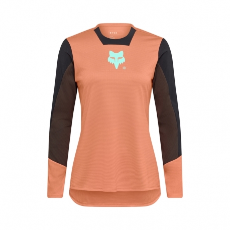 KOSZULKA ROWEROWA Z DŁUGIM RĘKAWEM DAMSKA FOX DEFEND ELEVATED CORAL
