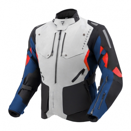 KURTKA MOTOCYKLOWA TEKSTYLNA REBELHORN HIKER 4 LIGHT GREY BLUE RED